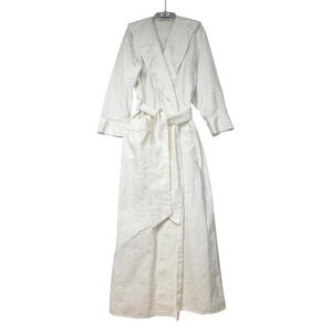 Vintage 1970s Eileen West Queen Anne's Lace White Jacquard Robe S USA‎